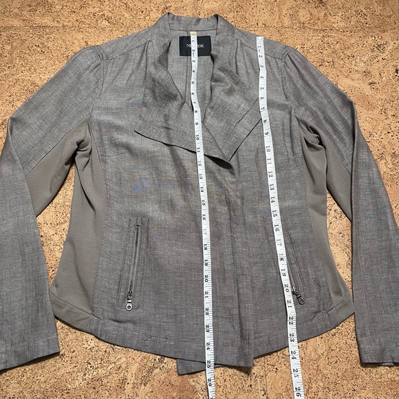 Nic + Zoe Sundown Moto Linen Blend Lightweight Asymmetric Zip Jacket Sz M - Picture 10 of 11